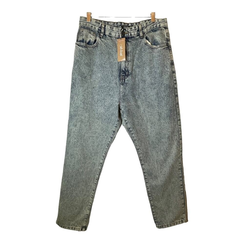 Nasty Gal Acid Wash Jeans NWT Organic High Waist Mom Jeans 12 Vintage Blue